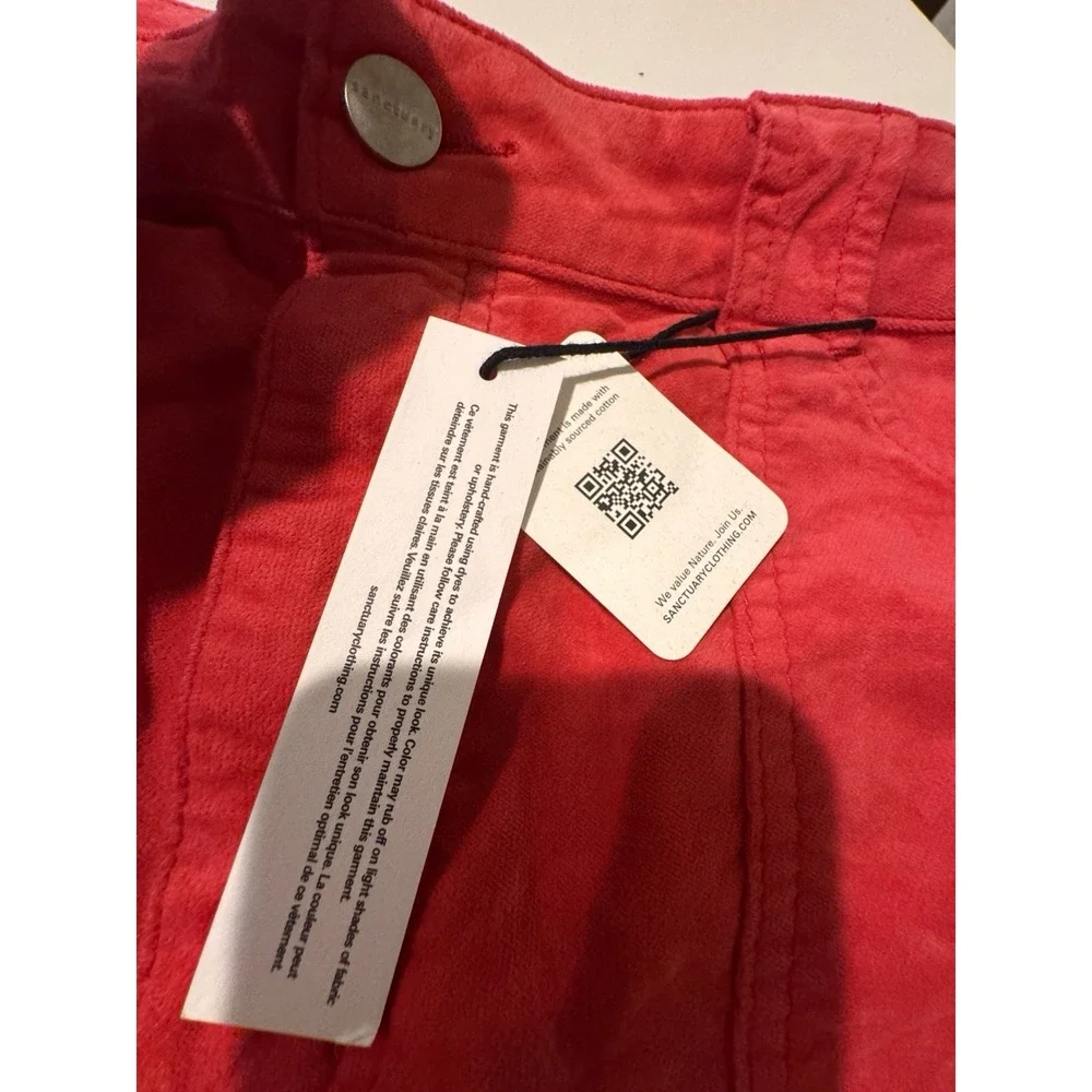 SANCTUARY Peace Maker Velveteen Pants Women's‎ Size 34 Red New!